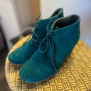 TOMS Teal Suede Ankle Boots